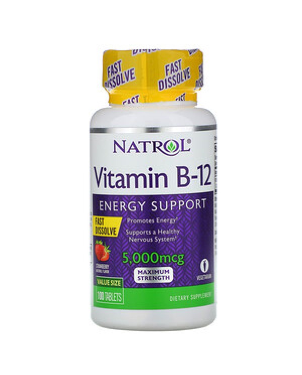 Natrol - Vitamin B-12  Fast Dissolve Strawberry 5,000 mcg, 100 Tablets